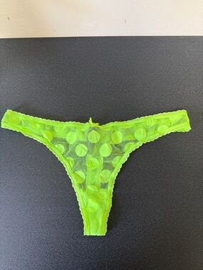 smart & sexy Neon Green Polka Dot Sheer Thong